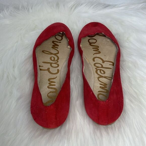 Sam Edelman Alaine Red Suede Scallopped Flats Sz 7.5 - Picture 4 of 10